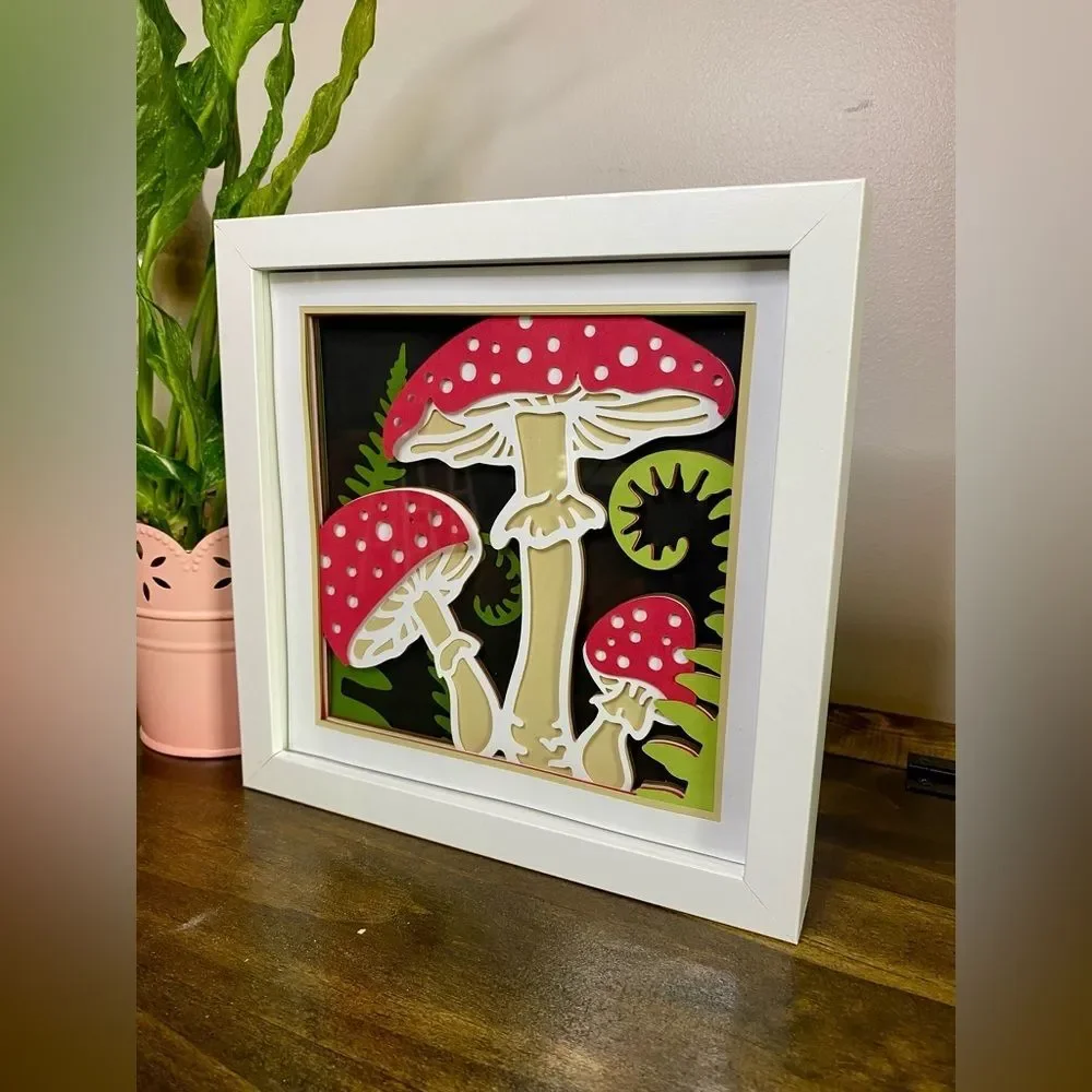 3D Mushrooms Shadowbox